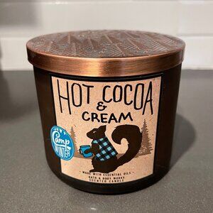 Bath & Body Works Hot Cocoa & Cream Camp Winter 3 Wick Jar Candle 14.5 oz New 